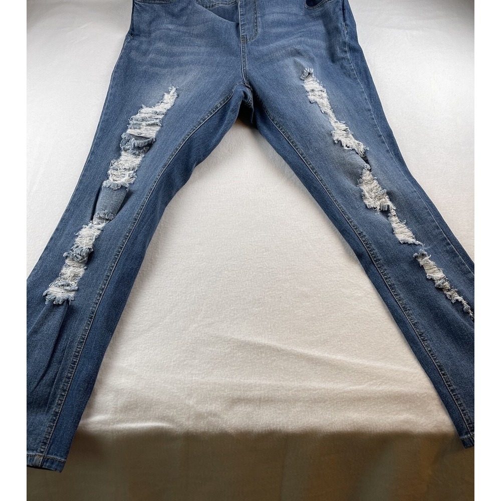 Ashley Stewart Denim Overalls Distressed Size 18 - Picture 2 of 15